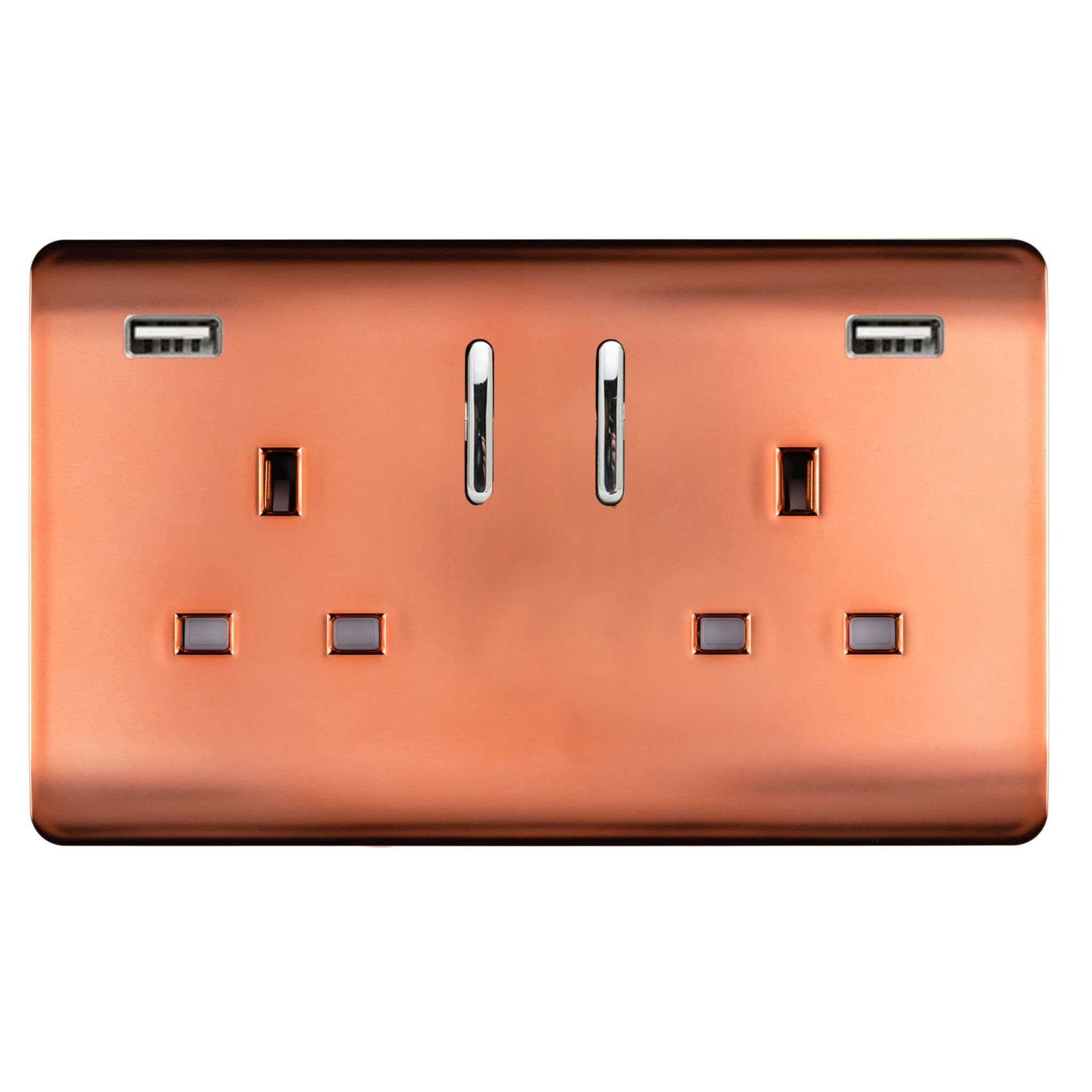 ART-SKT213USB31AACPR  2 Gang 13Amp Short S/W Double Socket With 2x3.1Mah USB Copper